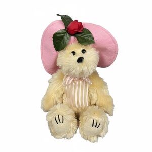 Vintage Giftco Inc Teddy Bear Pink Hat Rose Plush 2002 Decorative Stuffed Toy